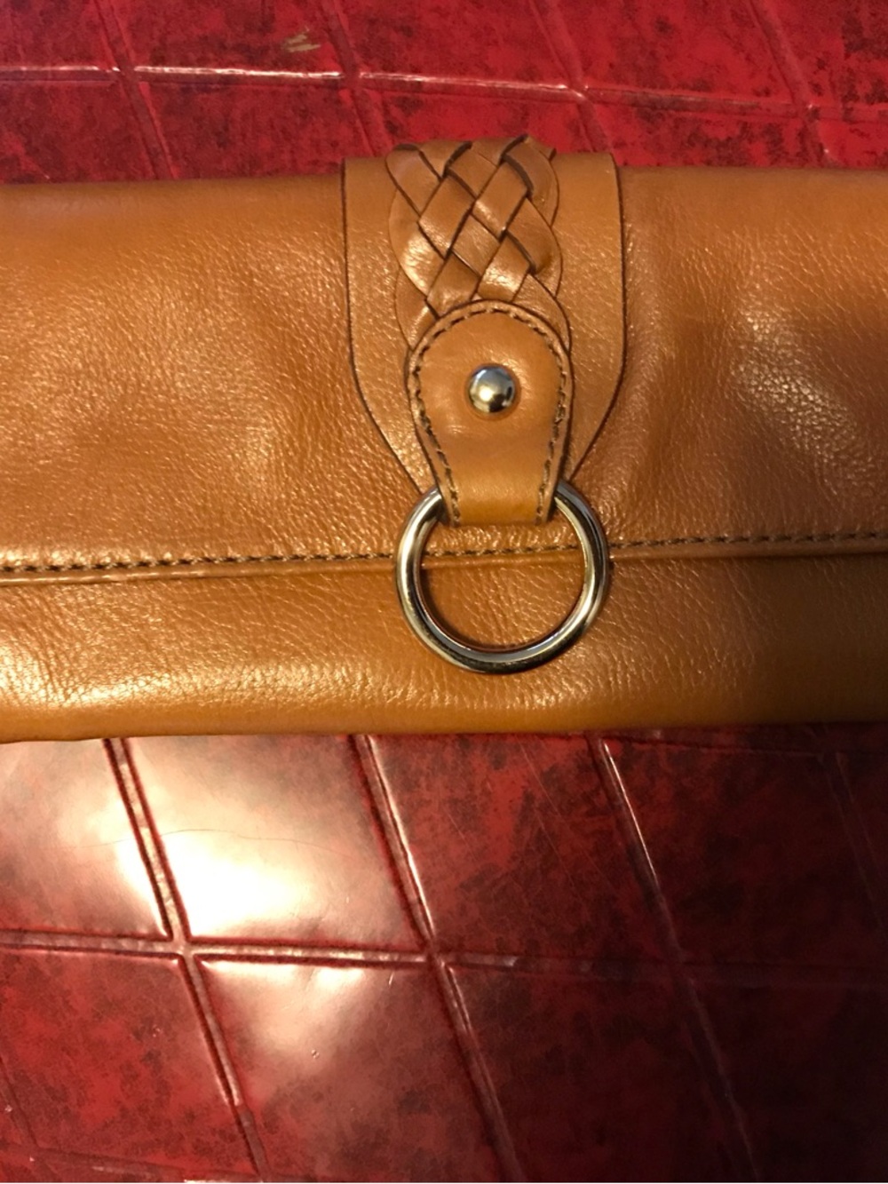 Banana Republic Brown Leather Clutch Wallet Gold Buckle